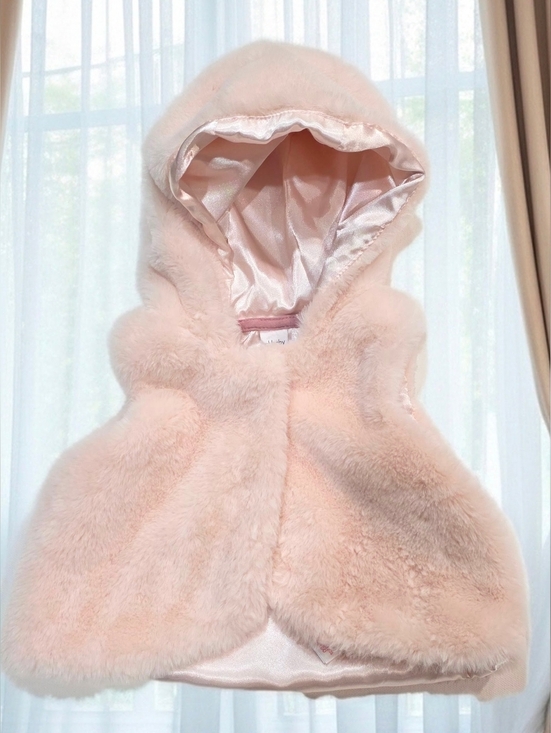 PL-Baby by Petit Lem Other - 122. PL-Baby by Petit Lem Pink Faux Fur Hooded Vest - 3M